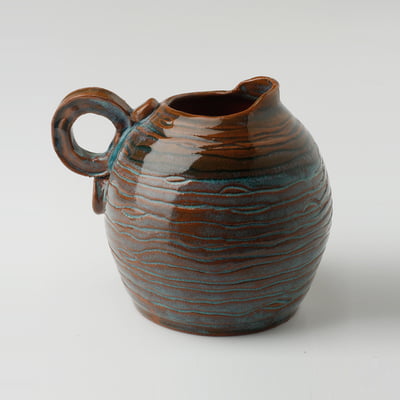 Textured Mocha cup-like vase HD12