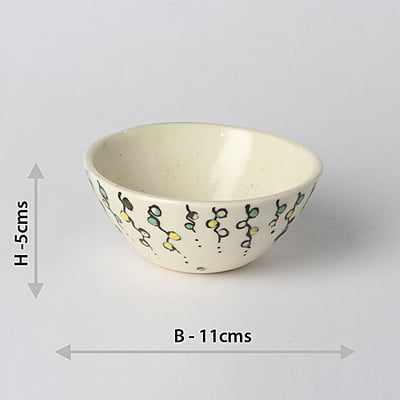 Beige Abstract Floral Bowl DWB78