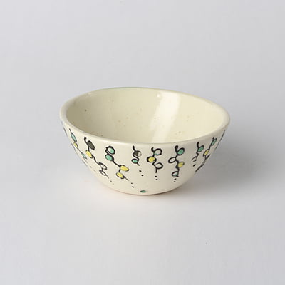 Beige Abstract Floral Bowl DWB78